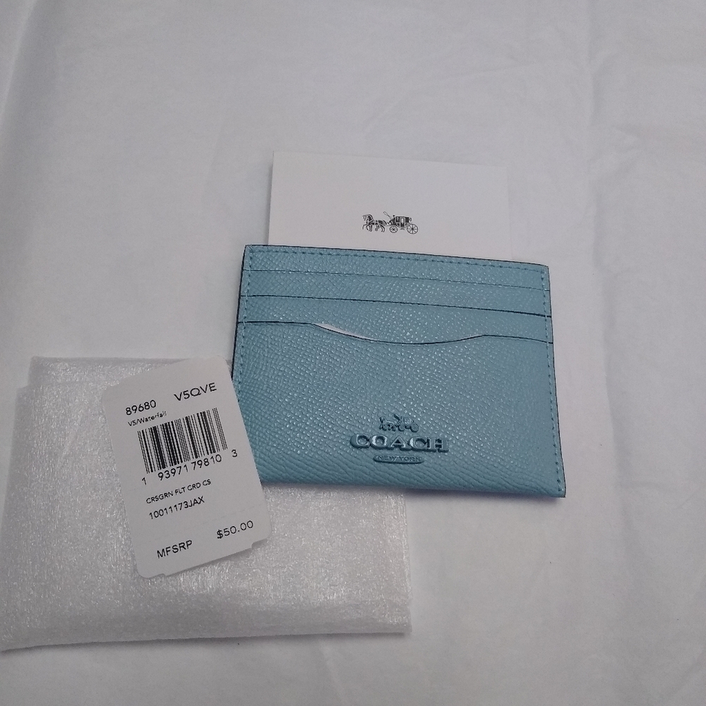 Coach Card Case Waterfall Blue, Crossgrain Leather - Picture 4 of 5